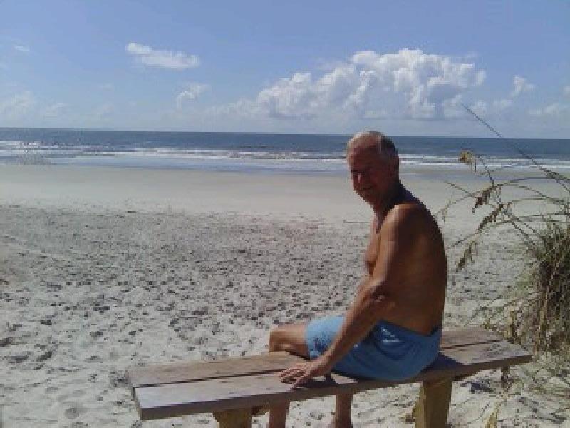 Tom Thomas sitting on his bench